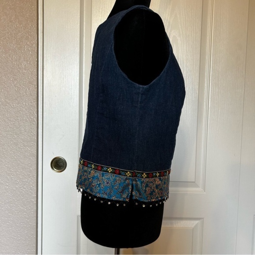 Vintage Rabbit Rabbit Rabbit Blue Denim Beaded Sleeveless Top Size 10 - Picture 3 of 7
